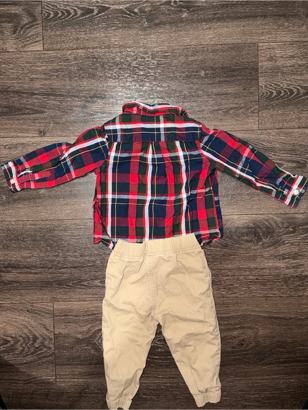 Falls Creek Plaid Shirt Khaki Pants Fall Outfit Boys 18 Months